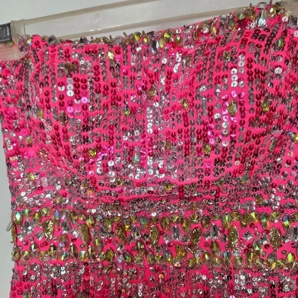 Elegant Pink Strapless Sequin Dress By Mori Lee Size 0 - Picture 3 of 7